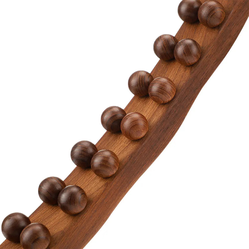 Bâton de massage en bois 20/8 perles – rouleau Gua Sha pour dos et corps