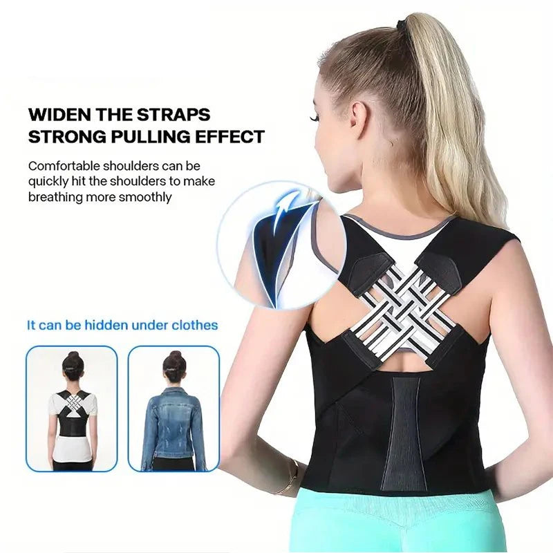 Correcteur de posture pour hommes et femmes – redresseur d'épaules ajustable avec soutien complet du dos