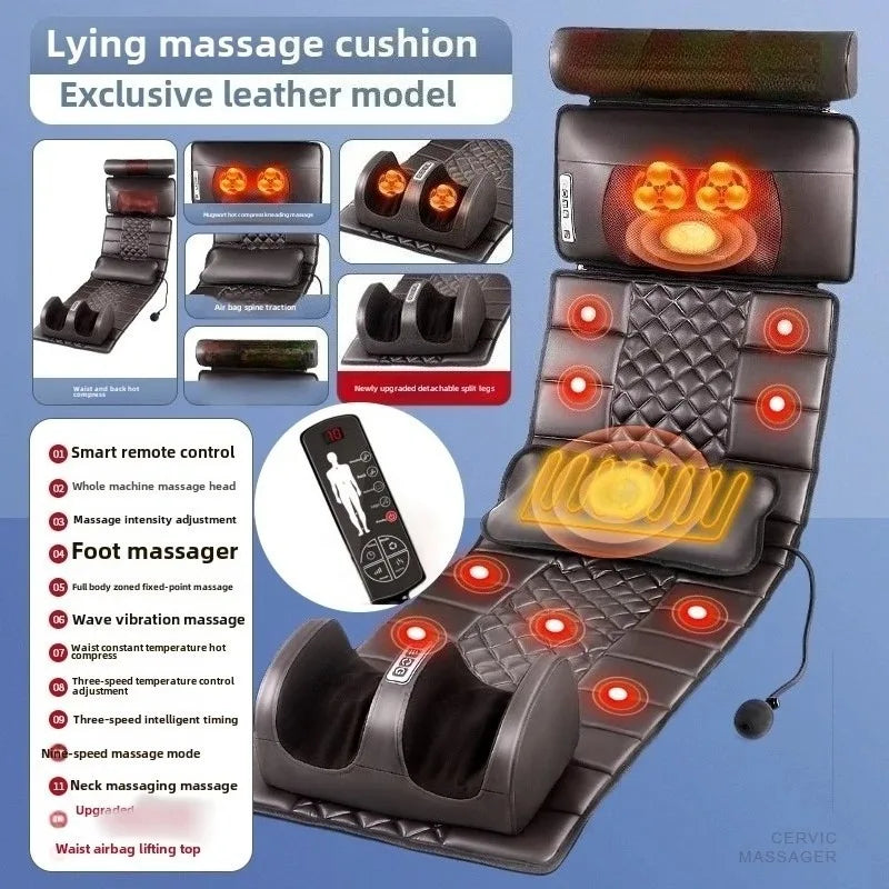 Matelas de massage électrique multifonction – traction lombaire, airbags et chaleur
