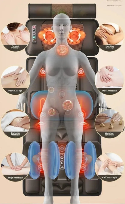 Matelas de massage électrique multifonction – traction lombaire, airbags et chaleur