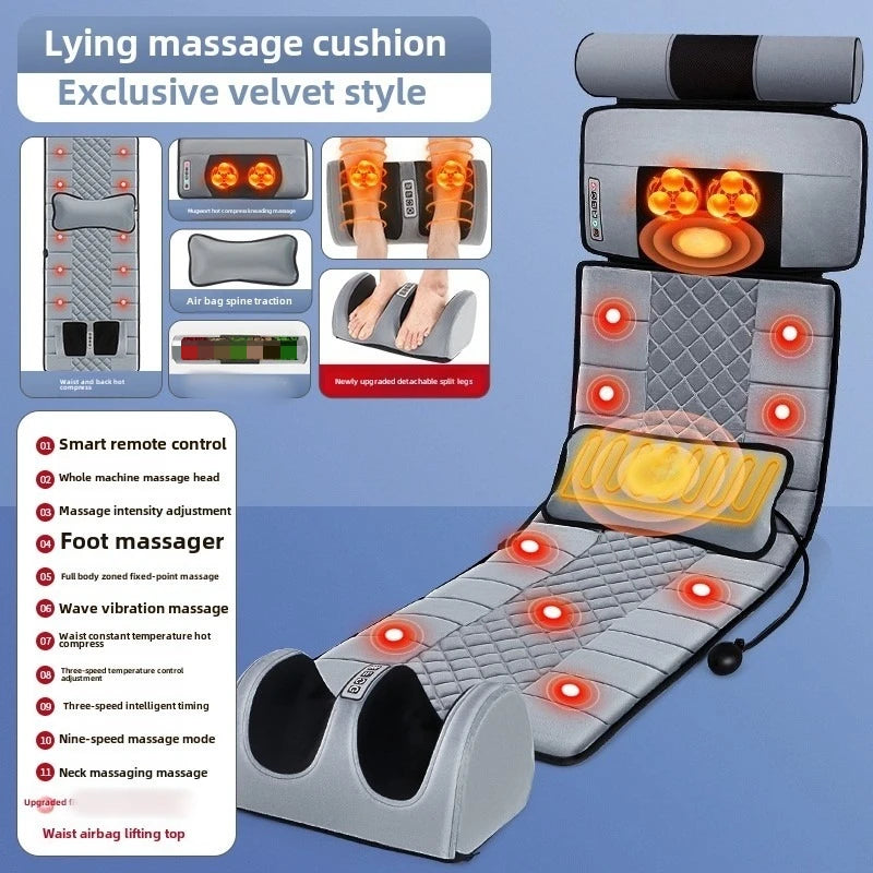 Matelas de massage électrique multifonction – traction lombaire, airbags et chaleur