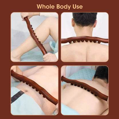 Bâton de massage en bois 20/8 perles – rouleau Gua Sha pour dos et corps