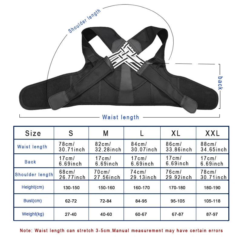 Correcteur de posture pour hommes et femmes – redresseur d'épaules ajustable avec soutien complet du dos