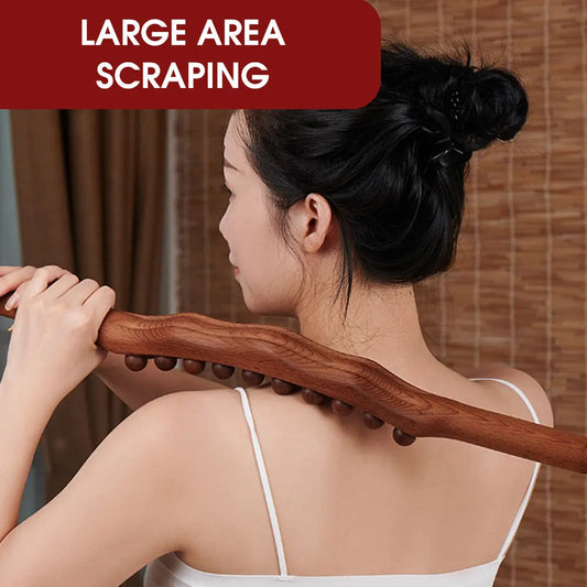 Bâton de massage en bois 20/8 perles – rouleau Gua Sha pour dos et corps