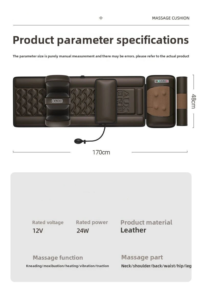 Matelas de massage électrique multifonction – traction lombaire, airbags et chaleur