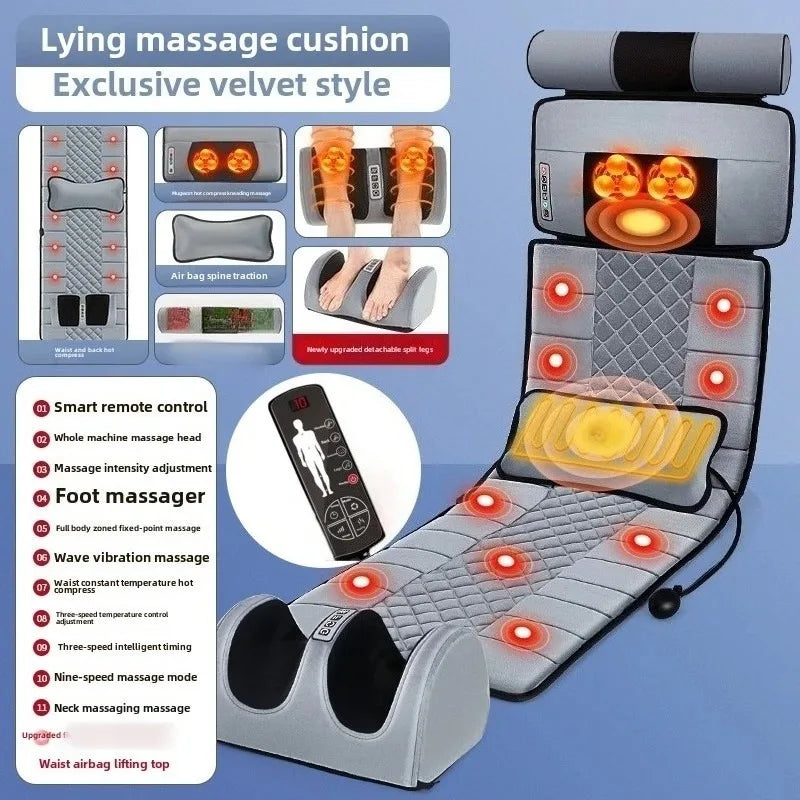 Matelas de massage électrique multifonction – traction lombaire, airbags et chaleur