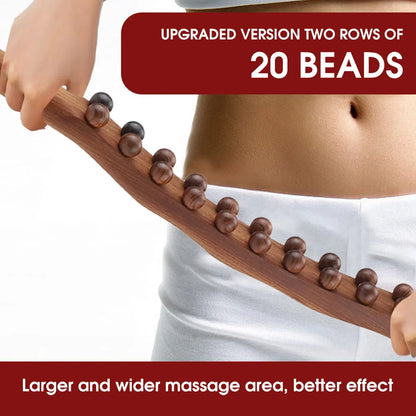 Bâton de massage en bois 20/8 perles – rouleau Gua Sha pour dos et corps