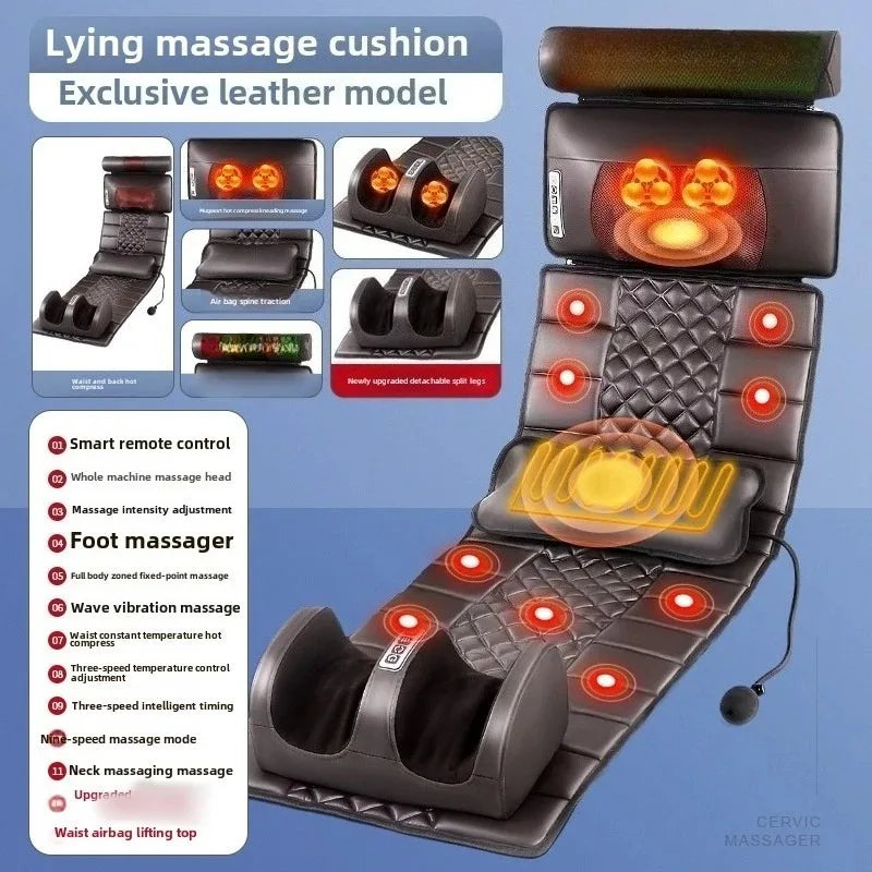 Matelas de massage électrique multifonction – traction lombaire, airbags et chaleur